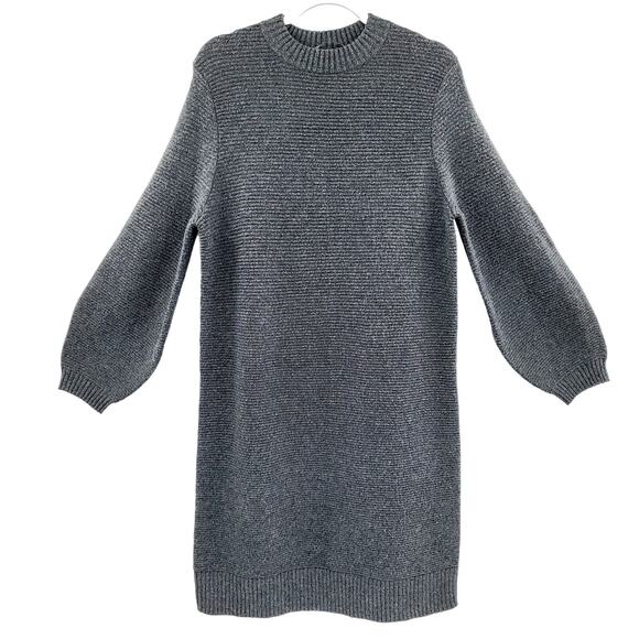 Prologue by Target Gray Knit Bubble Sleeve Crewneck Sweater Dress Women's Size M - Picture 1 of 6